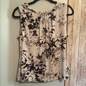 Calvin Klein Black and Cream Floral Blouse